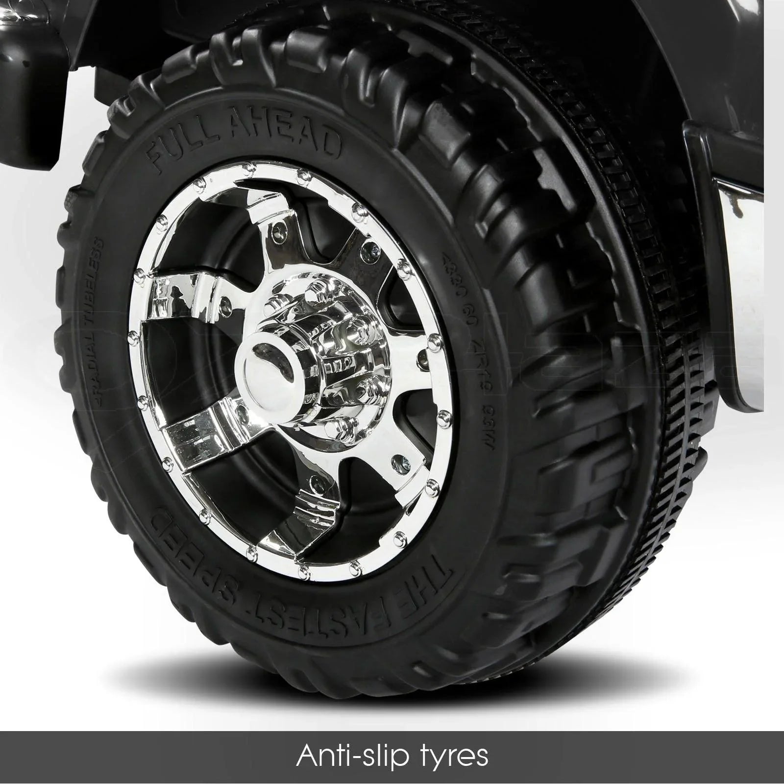 12V 4x4 Black Ford Ranger WILDTRAK for Kids with chrome accessories LED lighting and radio music panel - 11Cart