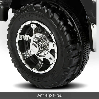 12V 4x4 Black Ford Ranger WILDTRAK for Kids with chrome accessories LED lighting and radio music panel - 11Cart