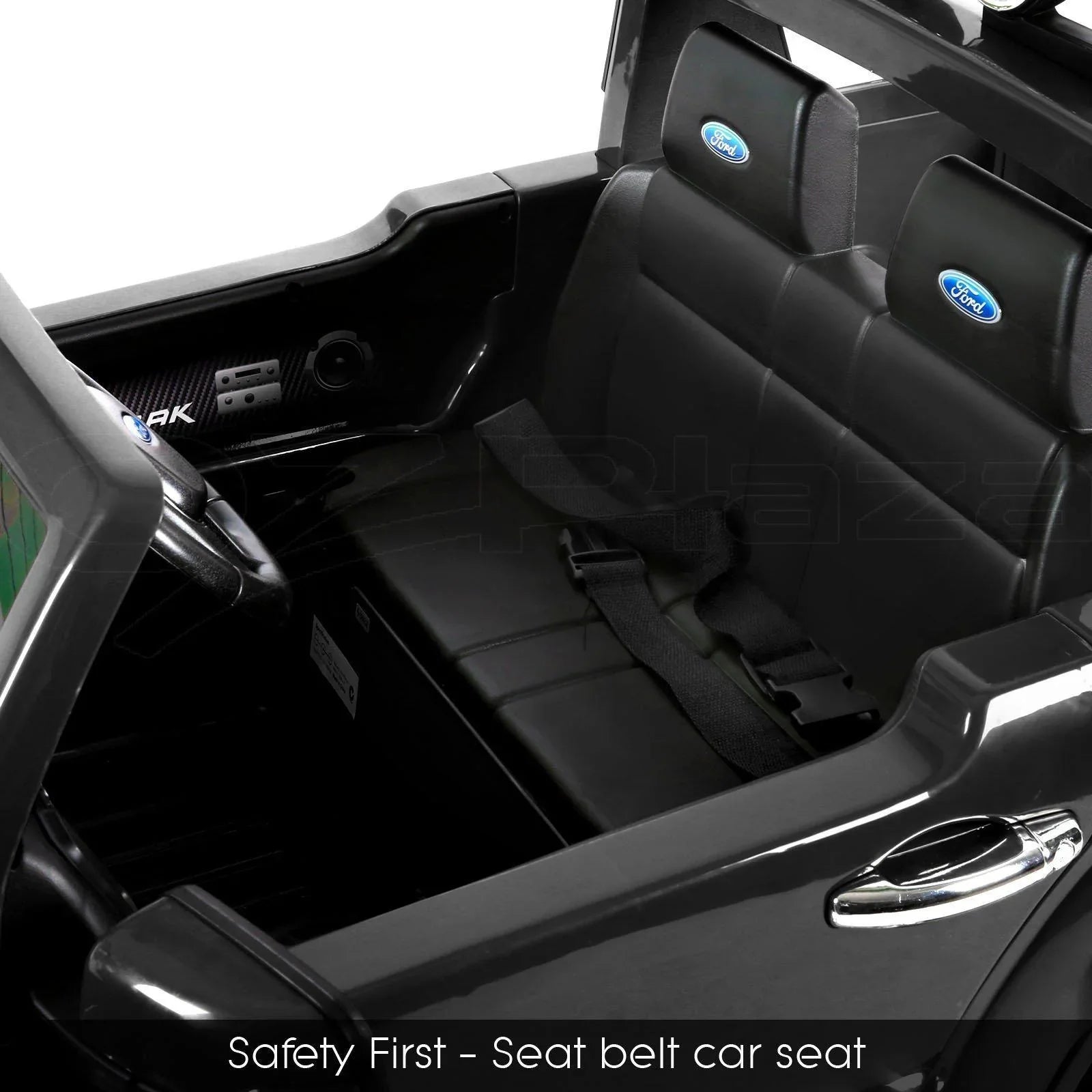 12V 4x4 Black Ford Ranger WILDTRAK for Kids with chrome accessories LED lighting and radio music panel - 11Cart