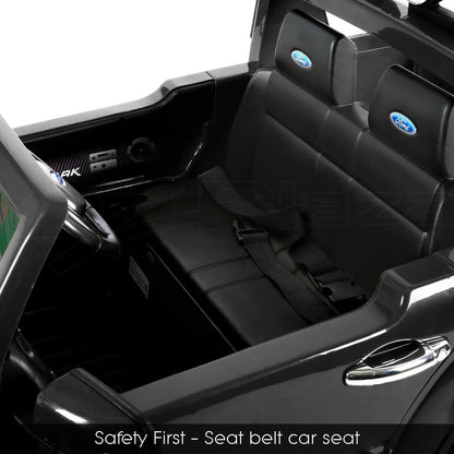 12V 4x4 Black Ford Ranger WILDTRAK for Kids with chrome accessories LED lighting and radio music panel - 11Cart