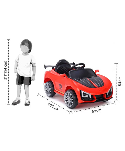 Smooth ride kids’ toy car, powered by a rechargeable battery and easy controls
