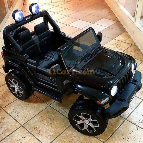 Speed Ride on Jeep 12V For Kids Battery Operated Black 11Cart