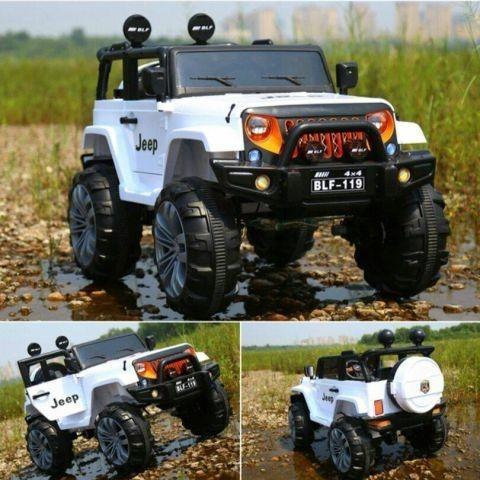 2.4G Remote Control White Battery-Operated BLF Jeep for Kids - 11Cart