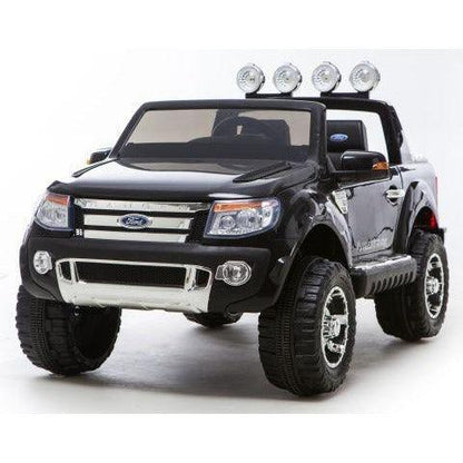 12V 4x4 Black Ford Ranger WILDTRAK for Kids with chrome accessories LED lighting and radio music panel - 11Cart