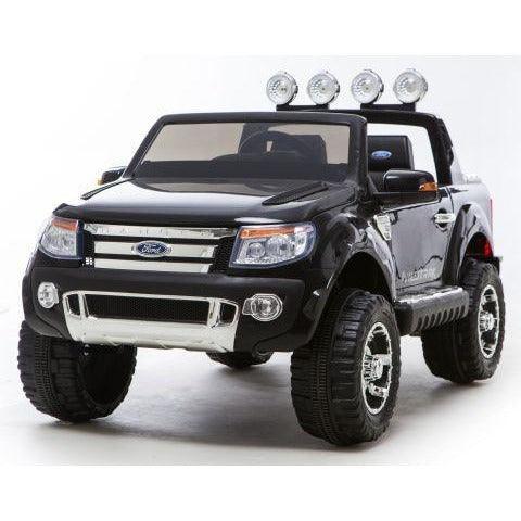 12V 4x4 Black Ford Ranger WILDTRAK for Kids with chrome accessories LED lighting and radio music panel - 11Cart