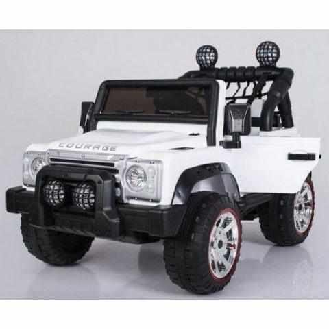 White and Black Battery-Operated Kids Courage Jeep Car with one trunk | Safety belt & 4 wheels suspension - 11Cart