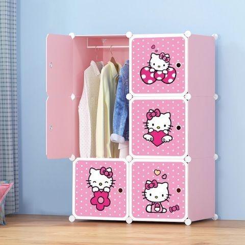 DIY Hello Kitty  6 Cubes Portable Pink Wardrobe - 11Cart