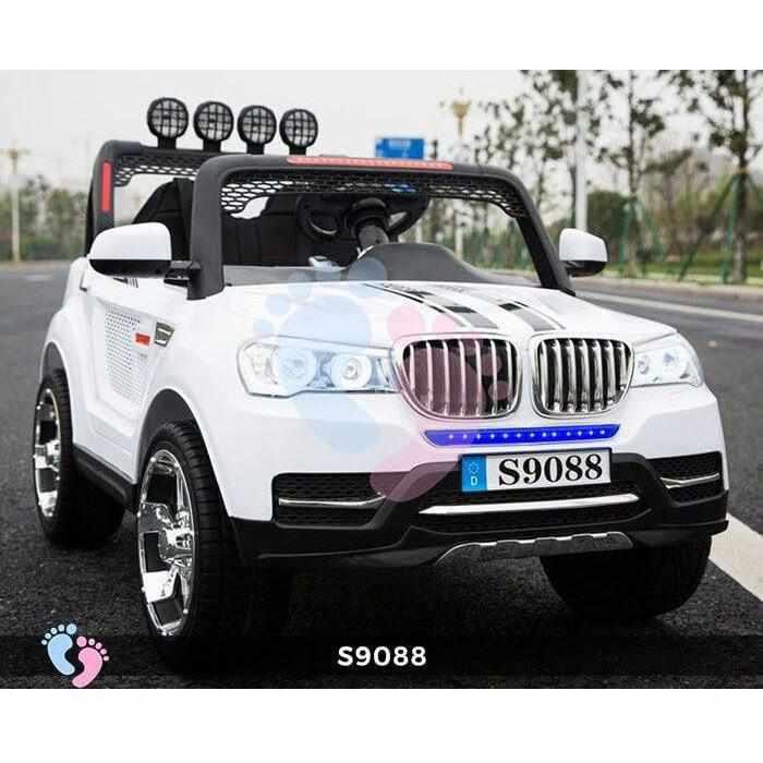 Ride on Rechargeable BMW S9088 Electric Car with Rubber Tyre for Childrens - White - 11Cart